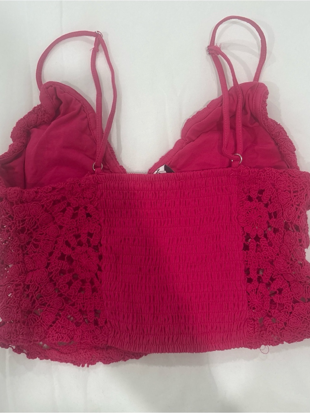 Crochet Bralette Top in Deep Raspberry Pink - Picture 2 of 3